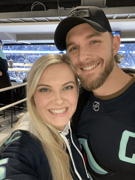 Jeannie and her husband at a game