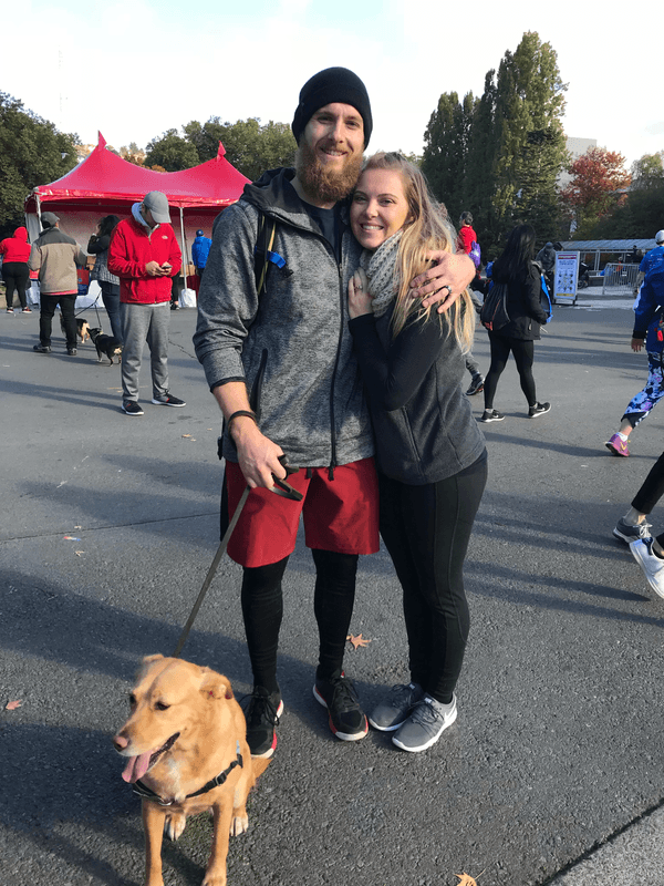 Jeannie and her husband at a running event