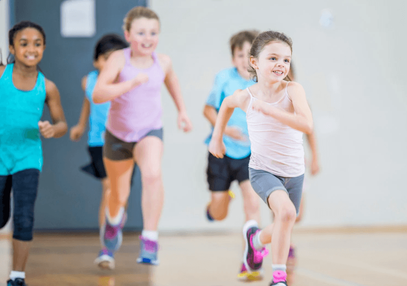 Kids running during PE class
